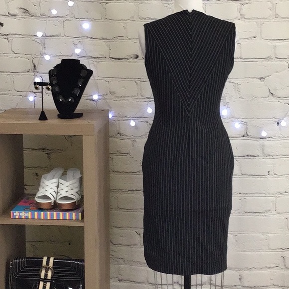 Altuzarra Navy Pinstripe Pencil Dress FRENCH size 34 - Picture 7 of 11